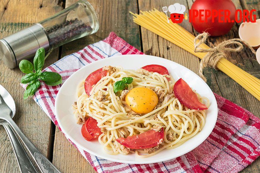 Рецепт Спагетти с тунцом и помидорами. Шаг 6