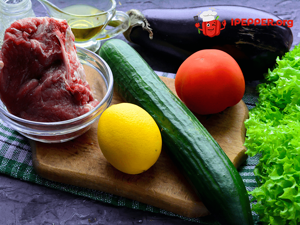 Описание рецепта Теплый салат с говядиной и овощами