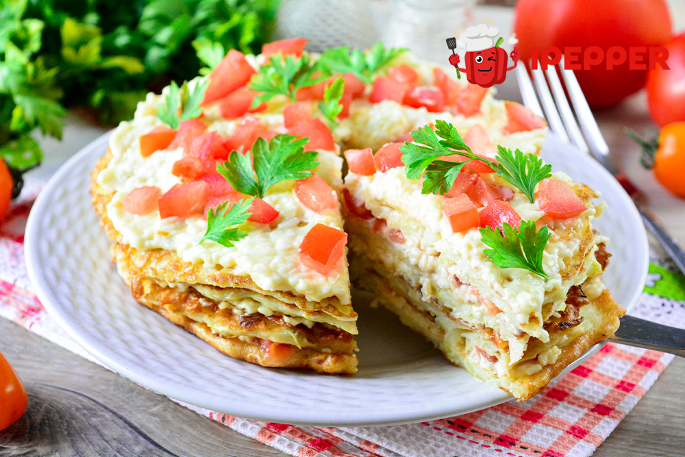 Рецепт Кабачковый торт с помидорами и чесноком. Шаг 10
